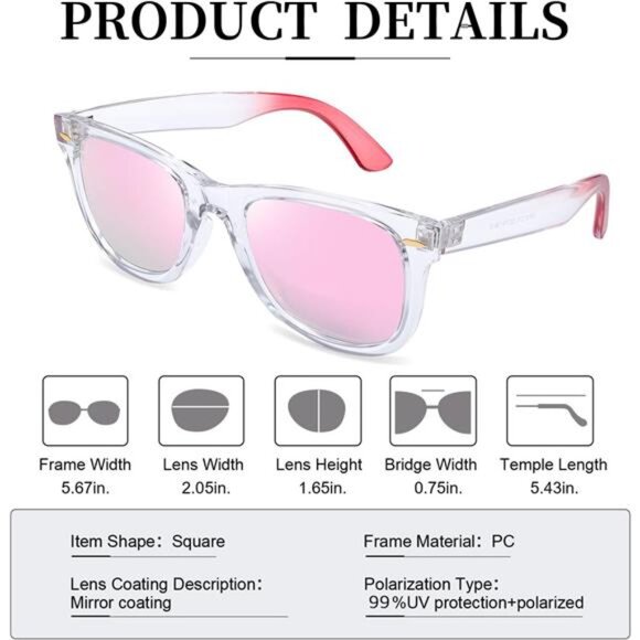 Classic Sunglasses for Women Polarized Driving Anti-Glare UV Protection - Picture 6 of 6